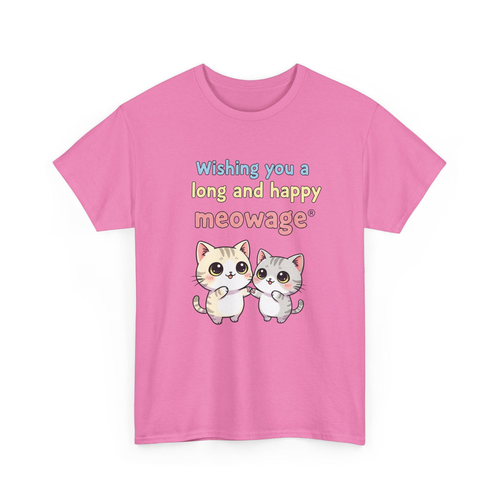 "Wishing you a long and happy meowage®" Cat Couple Graphic Tee