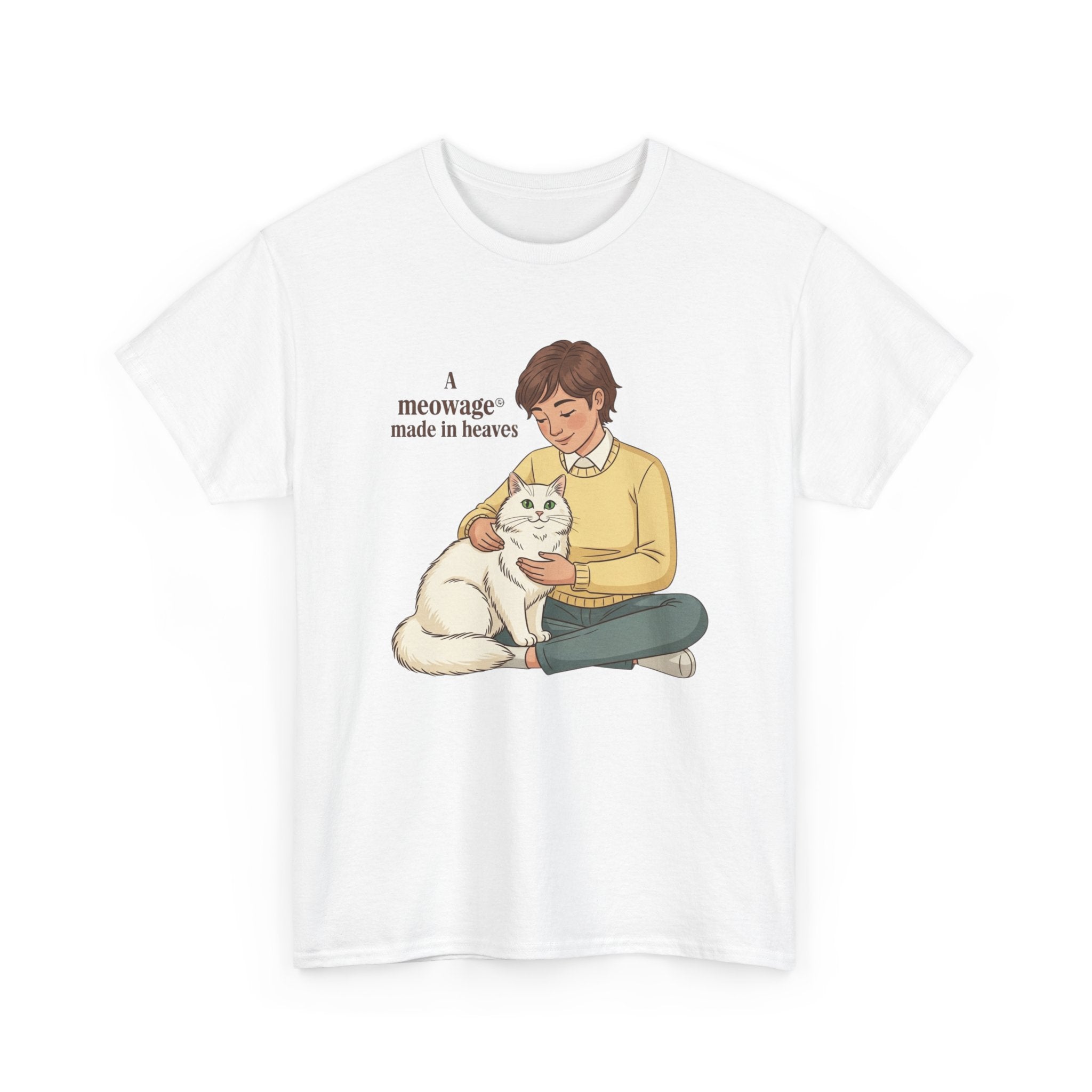 "A meowage® made in heaven" Cat Graphic Tee