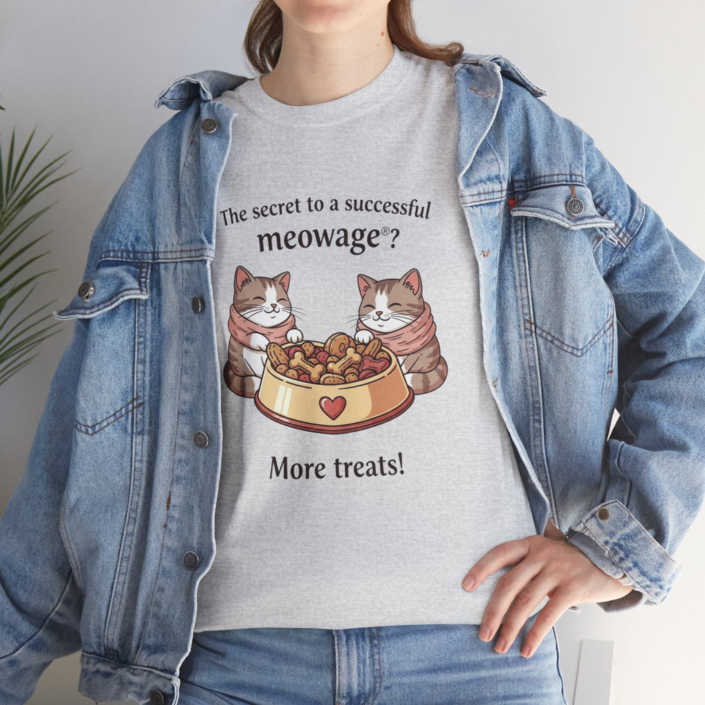 "The secret to a successful meowage®? More treats! " Cat Couple Graphic Tee