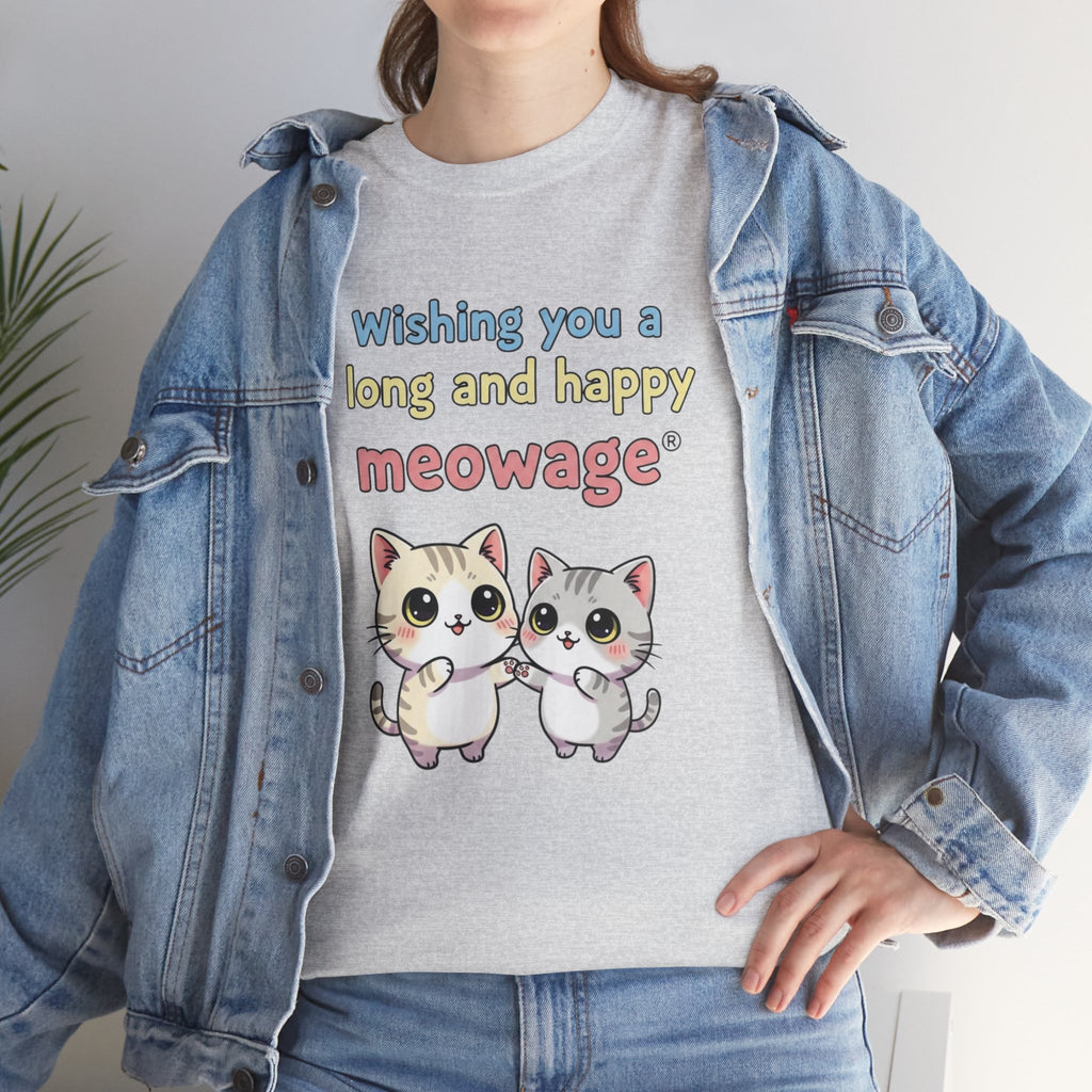 "Wishing you a long and happy meowage®" Cat Couple Graphic Tee