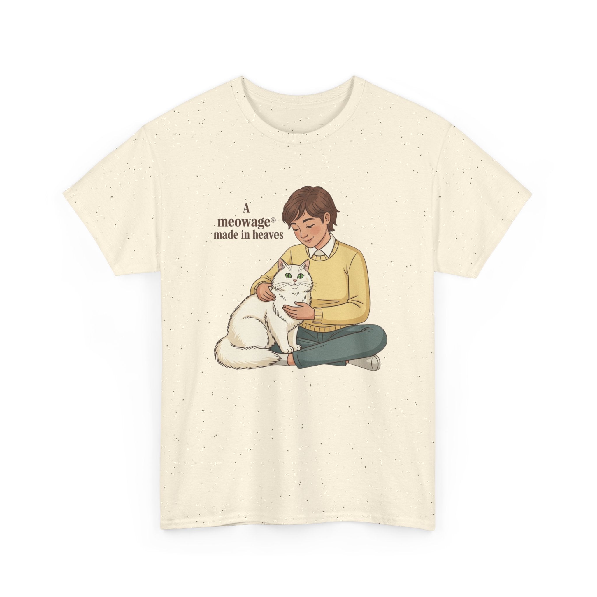 "A meowage® made in heaven" Cat Graphic Tee