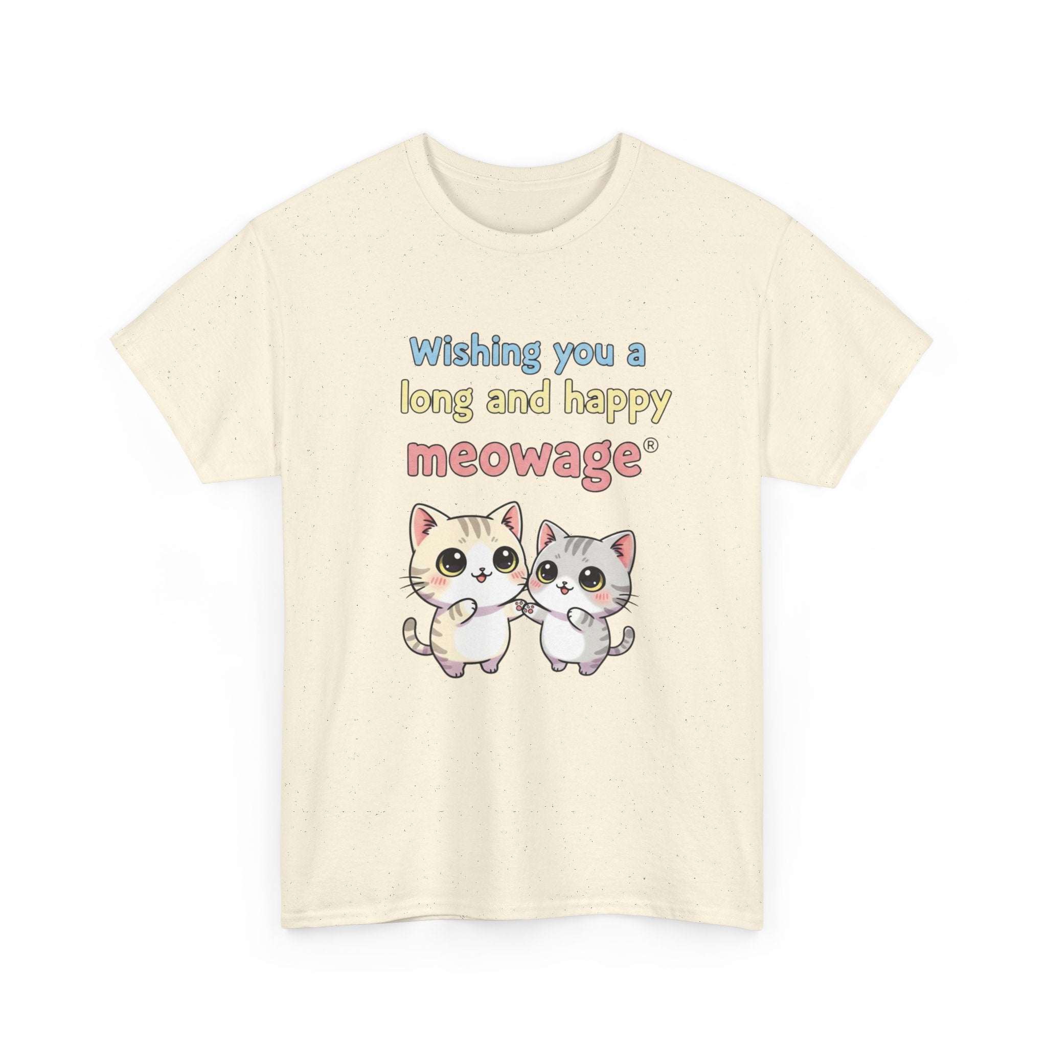 "Wishing you a long and happy meowage®" Cat Couple Graphic Tee