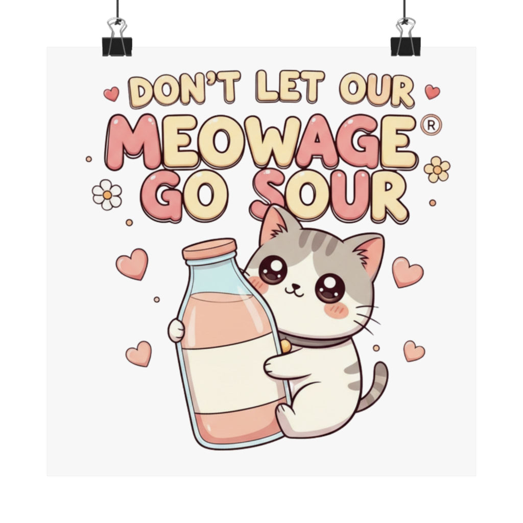 "Don't let our meowage® go sour" Cute Cat Wall Art